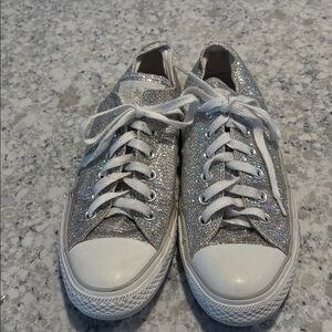 Converse All Star Silver Glitter Shoes. Mens Sz 7